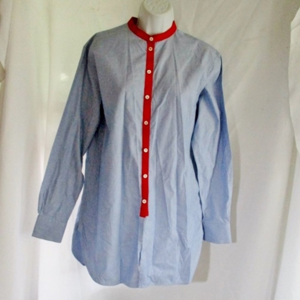 CELINE Band Collar Button-Up Top Shirt Dress Tunic